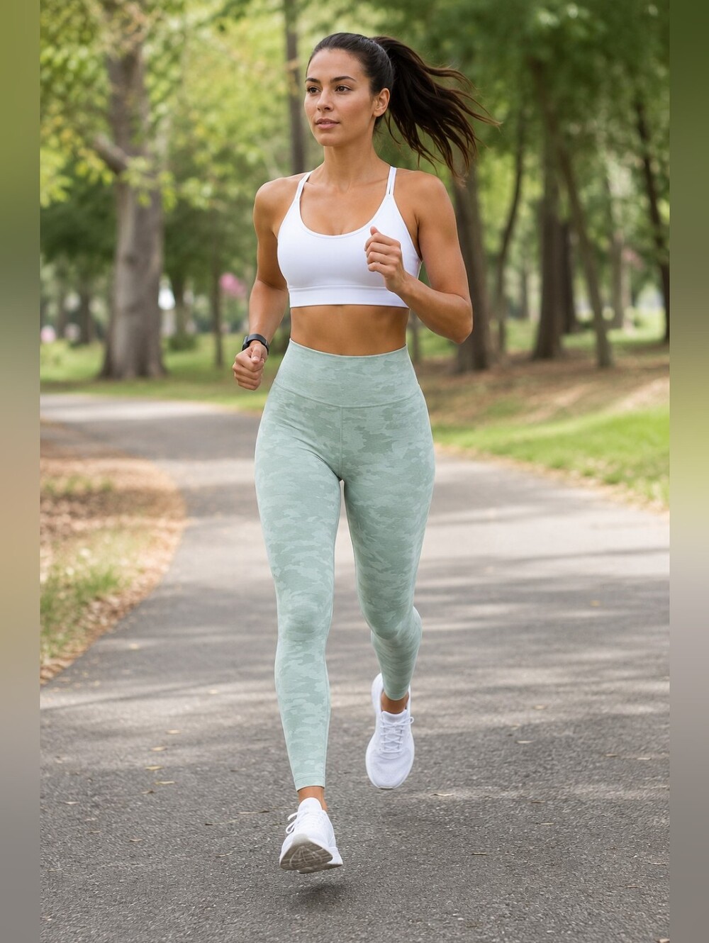 Gymshark Adapt Seamless Cropped Camo Leggings Green Workout Yoga Women's XS